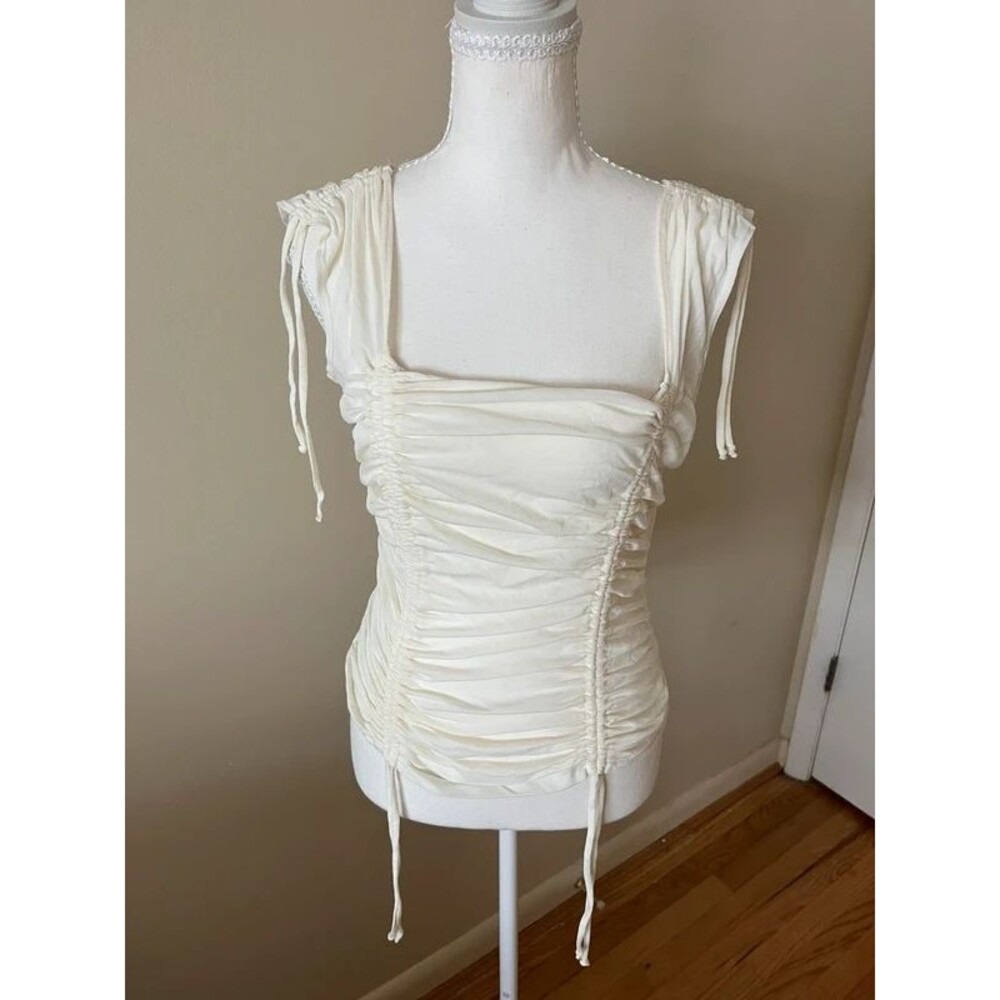 Charlotte Russe ivory mesh ruched top